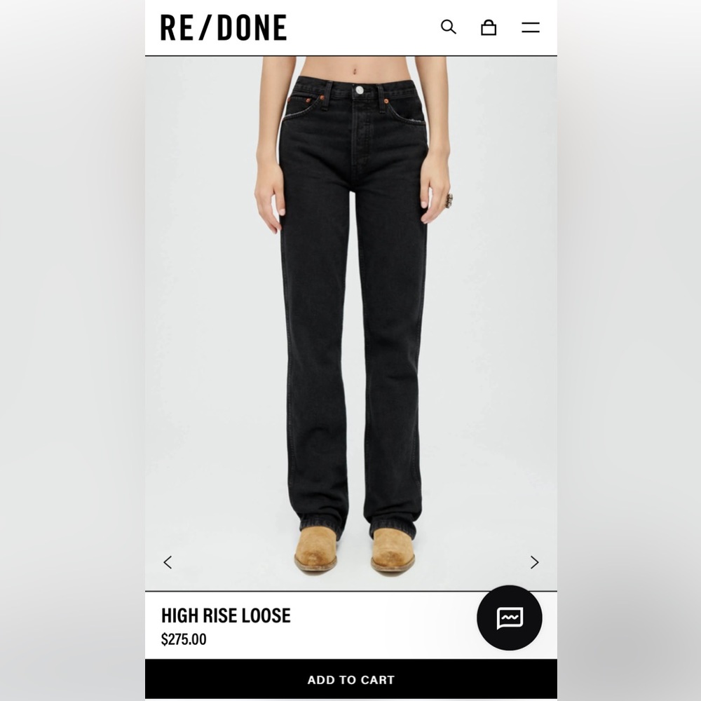 Black Re/Done High Rise Loose Jeans size 31.